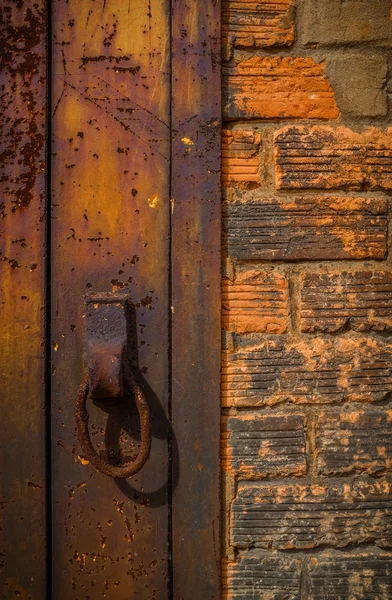Anello arrugginito sulla porta di ferro — Foto Stock