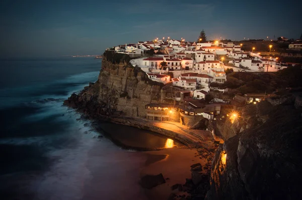 Vista Hermosa Ciudad Azenhas Mar Portugal Por Noche — Foto de Stock