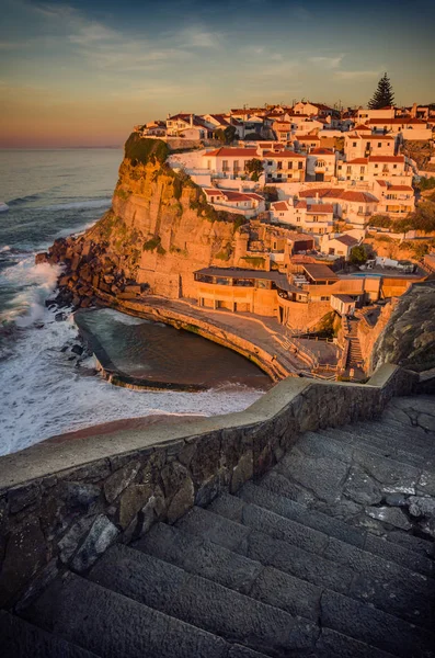 Vista Hermosa Ciudad Azenhas Mar Portugal Atardecer Lightac — Foto de Stock