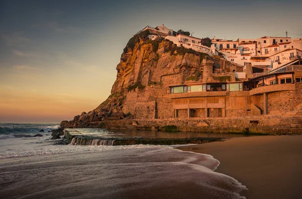 Vista Bela Cidade Azenhas Mar Portugal Pôr Sol Lightac — Fotografia de Stock