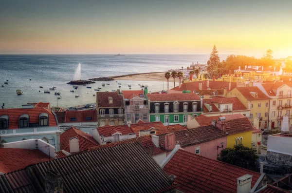 Hög Utsikt Över Den Vackra Staden Paco Arcos Portugal — Stockfoto