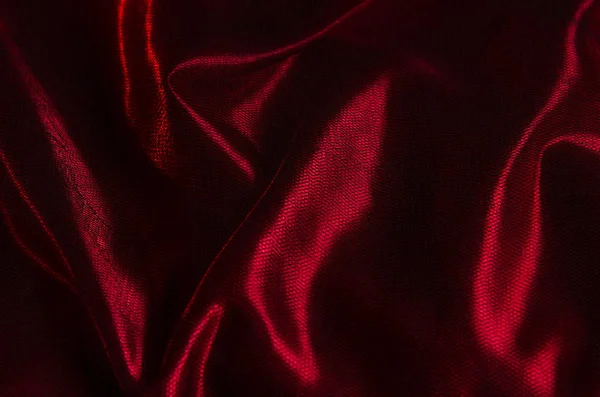 Фон Червоного Атласу Чорного Тюлю Зморшками Тінями — стокове фото