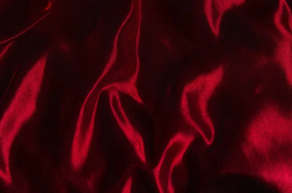 Фон Красного Атласа Черного Тюля Морщинами Тенями — стоковое фото