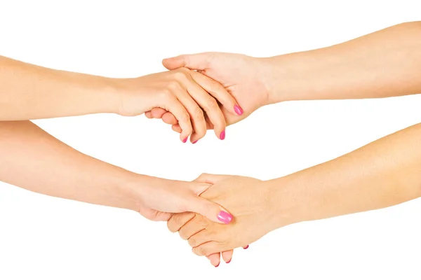 Holding hands with painted nails — Stock Photo, Image