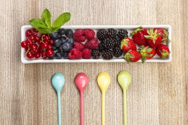 Çilek ve renkli kaşık