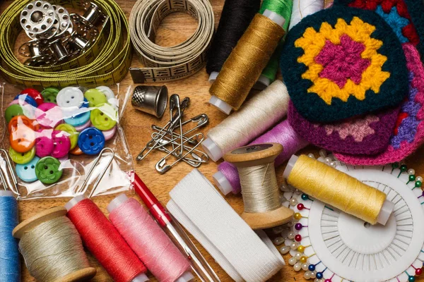 Old Thread Spools Sewing Accessories — Stock Photo, Image