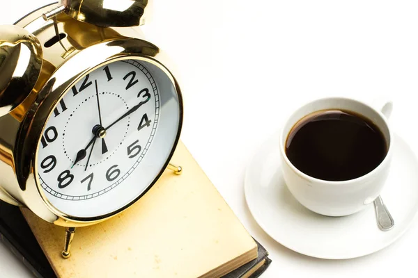 Horloge Livres Tasse Café — Photo