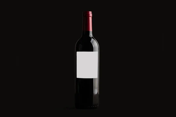 Une Bouteille Vin Rouge Sur Fond Sombre — Photo