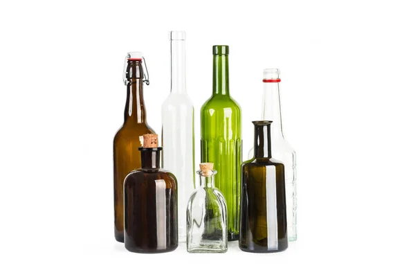 Botellas Vacías Sobre Fondo Blanco — Foto de Stock
