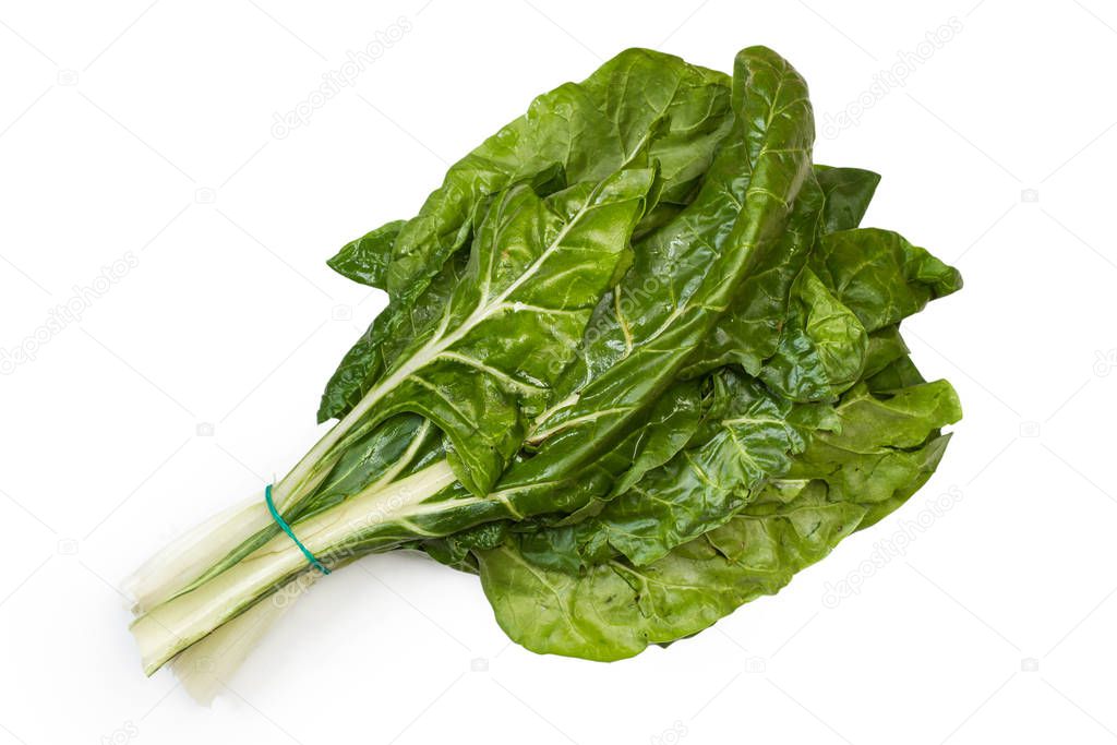 Chard on a white background in a top view