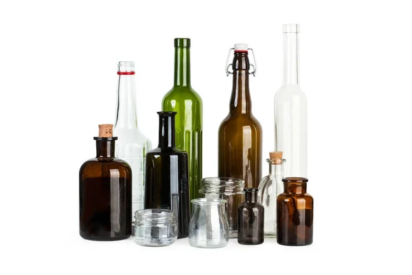 Botellas Vacías Sobre Fondo Blanco — Foto de Stock