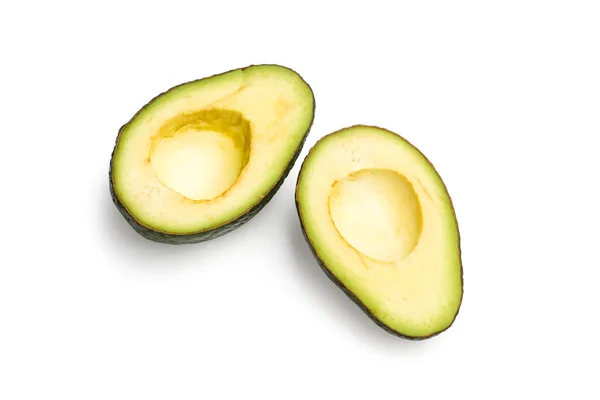 Gehalveerd Avocado Zonder Zaad Een Witte Achtergrond — Stockfoto