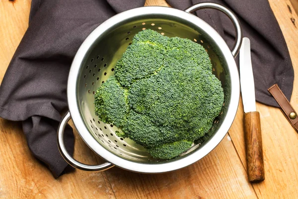 Broccoli Colino Tavolo Legno — Foto Stock