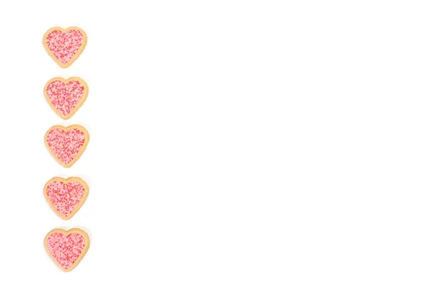 Розовое Печенье Форме Сердца Белом Фоне — стоковое фото