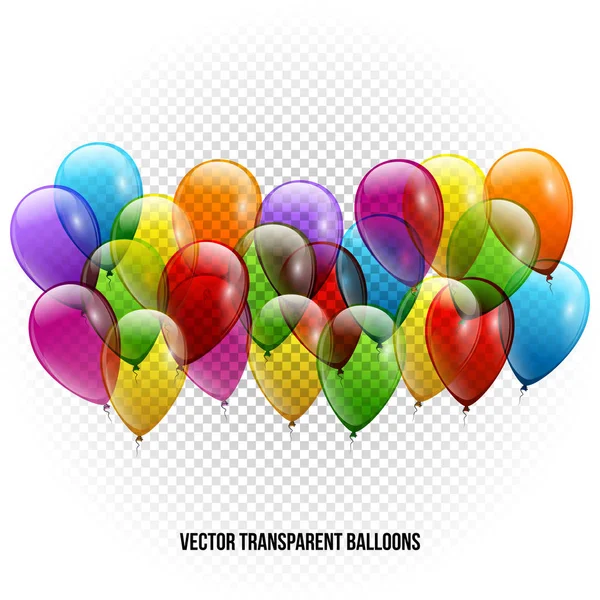 Festliche Luftballons echte Transparenz. Vektorillustration — Stockvektor