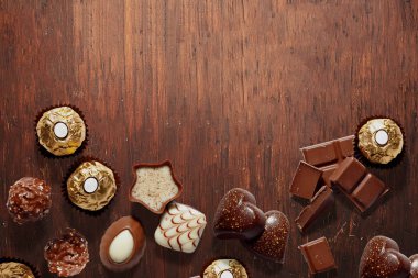 Sevgililer günü, Noel veya doğum günü için çikolata ile arka plan