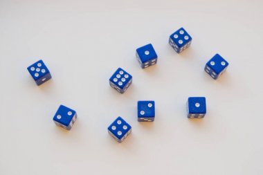 Group of 9 dice on white background clipart