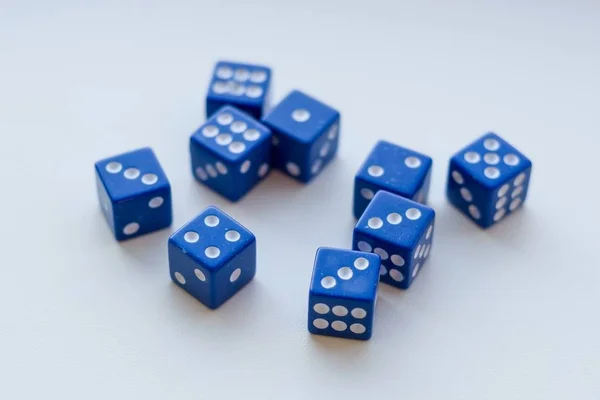 Group of 9 dice on white background — Stock Photo, Image