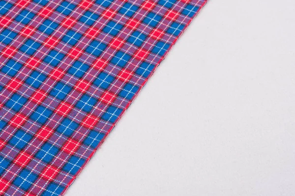 Fabric in cage with red blue, texture, background, pattern. — Stock Image Fabric in cage with red blue, texture, background, pattern. Stock Photo