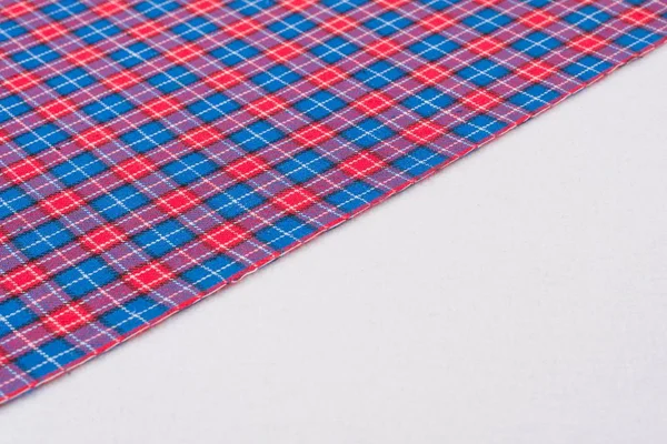 Fabric in cage with red blue, texture, background, pattern. — Stock Photo, Image