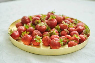 Eco-friendly organic grown without chemical processing ripe washed strawberry