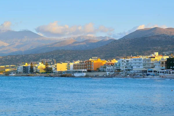 Picturesque view of harbor of resort village Hersonissos, Greek Island of Crete — стокове фото