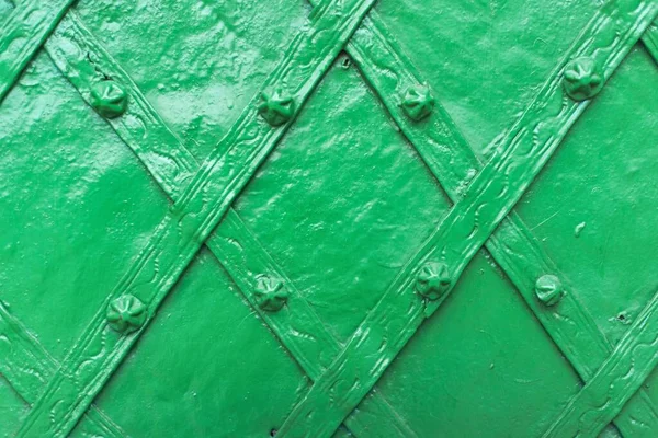 Vintage Ornament Green Color Part Iron Door Medieval Castle Texture — Stock Photo, Image