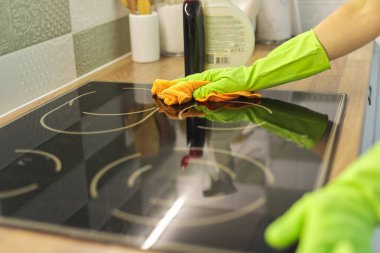 Kadın eldiven temizleme eldiveni elektrikli seramik hob, cam cilalama mikrofiber bez