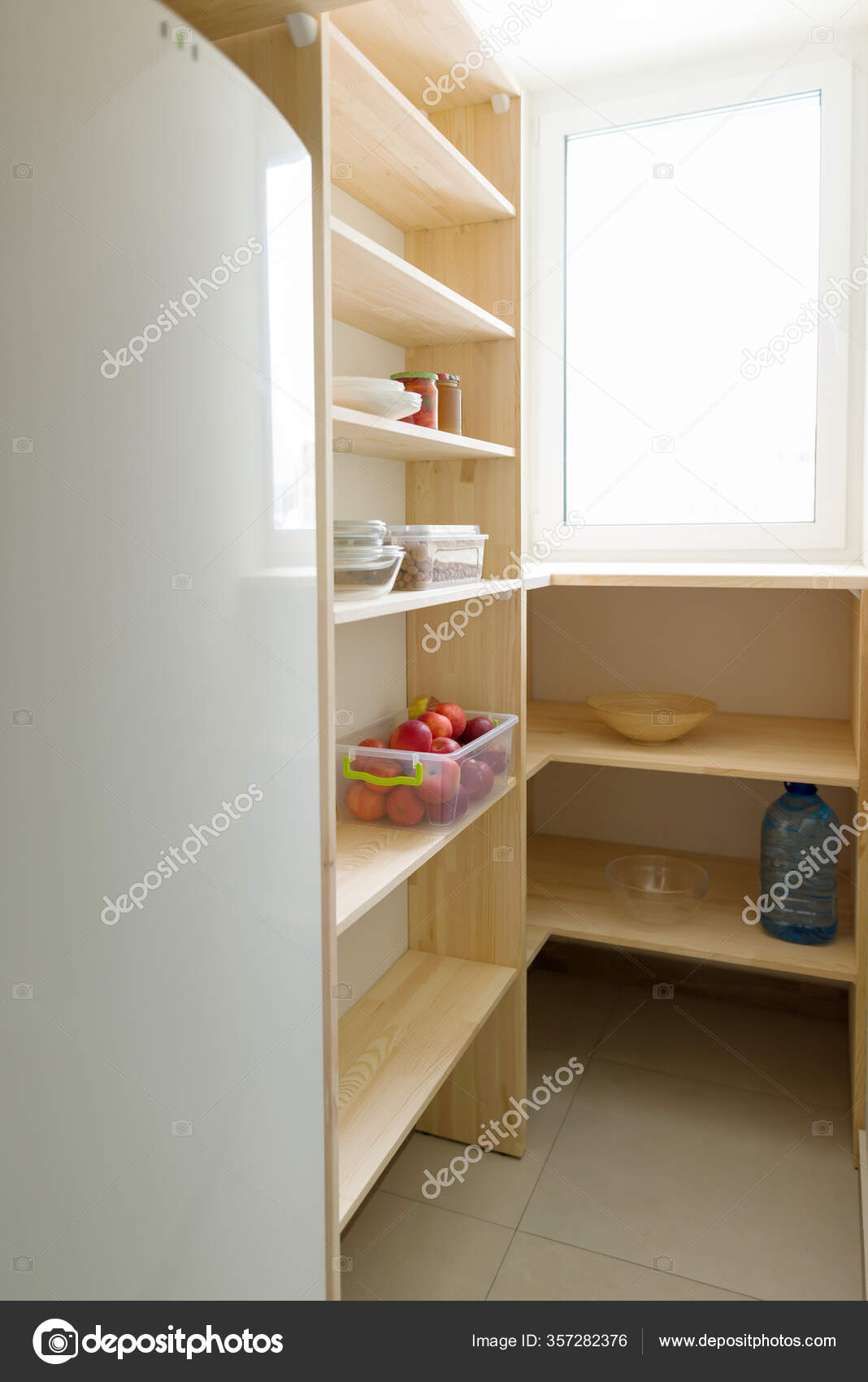 Almacenamiento Alimentos Estantes Madera Despensa Utensilios Cocina