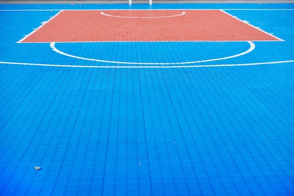 Outdoor Urban Basketball Court Blue Nobody Copy Space Background — Stock Photo, Image