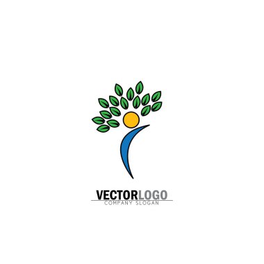organic people logo, people logo, tree logo, vector logo templat clipart