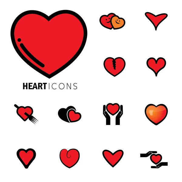 Αφηρημένη καρδιά εικονίδια (σημάδια) για την αγάπη, την ευτυχία-διανυσματική γραφική παράσταση — Διανυσματικό Αρχείο