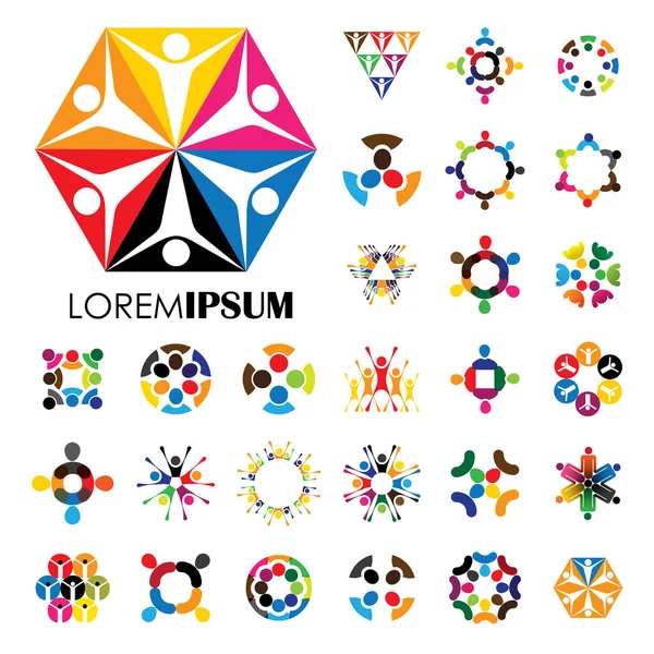 Vektör logo simgeler insanların birlikte - birlik, partnershi üye — Stok Vektör