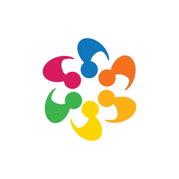 Abstraktní barevné pět šťastných lidí vektorové ikony logo jako prsten. — Stockový vektor