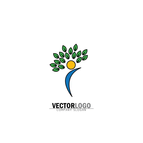 Логотип органических людей, логотип людей, логотип дерева, шаблон векторного логотипа — стоковый вектор