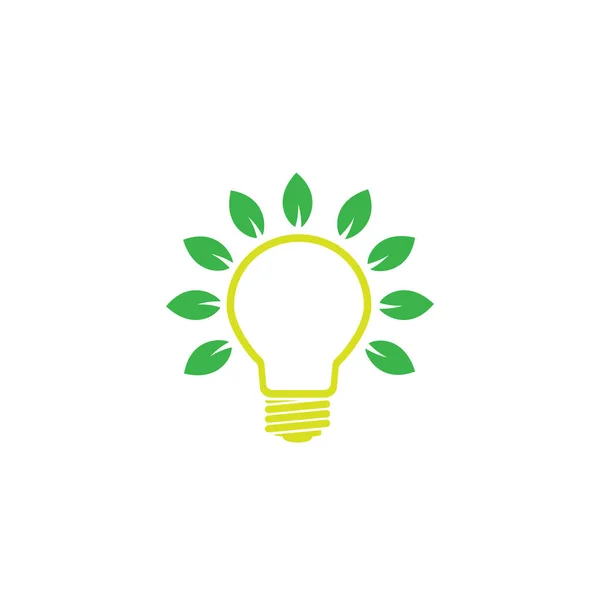Bulbo verde con hojas - concepto de energía verde eps 1 — Vector de stock
