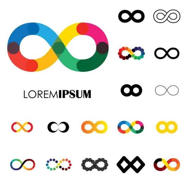 Coleção de símbolos de infinito - ícones de logotipo de vetor Gráficos De Vetores