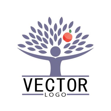 insanlar elma meyve - Eko kavramı vektör simgesi ağaç