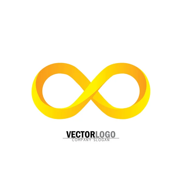 Infinity or infinite symbol in yellow and orange - vector logo i — Stock Vector