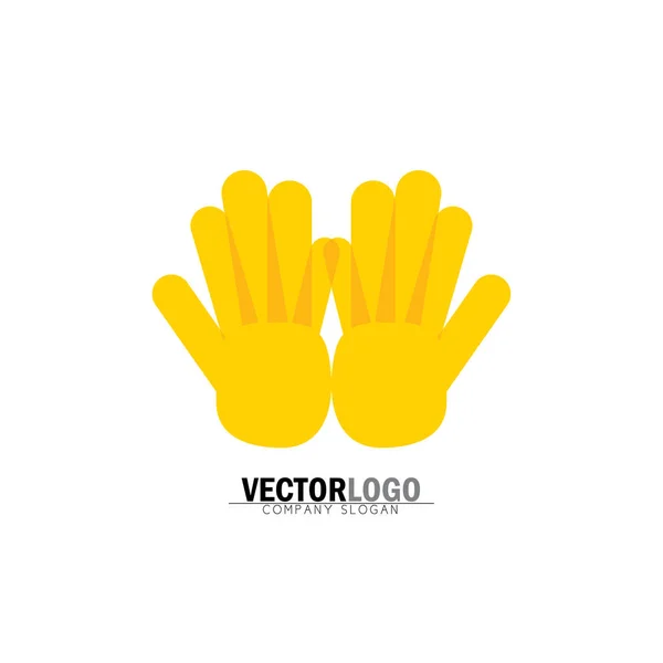 Par de manos de niño o niño pequeño - icono de vector de palma — Vector de stock