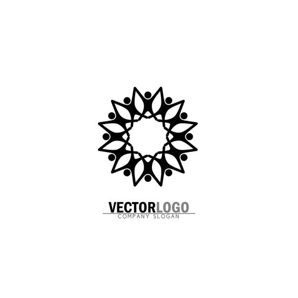 Ícones do logotipo do vetor de pessoas felizes abstratas como anel — Vetor de Stock