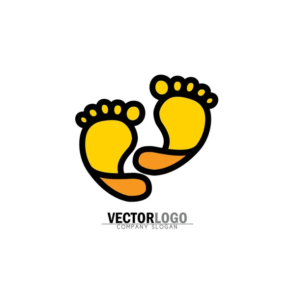 Par de pegada torcido da criança ou da criança - logotipo do vetor com — Vetor de Stock