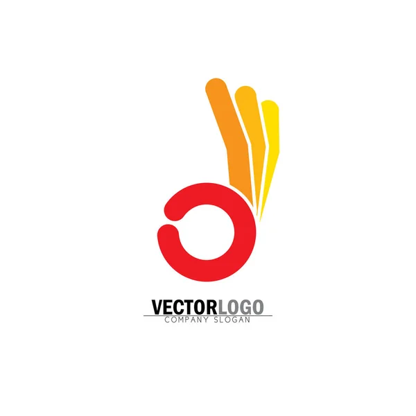 Ok símbolo o icono de aprobación con la mano humana - vector concepto en o — Vector de stock