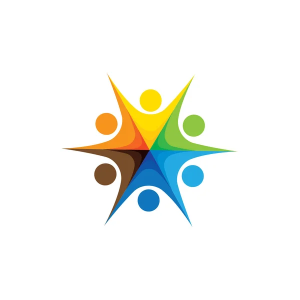 Abstrait coloré heureux gens vecteur icônes logo comme anneau — Image vectorielle