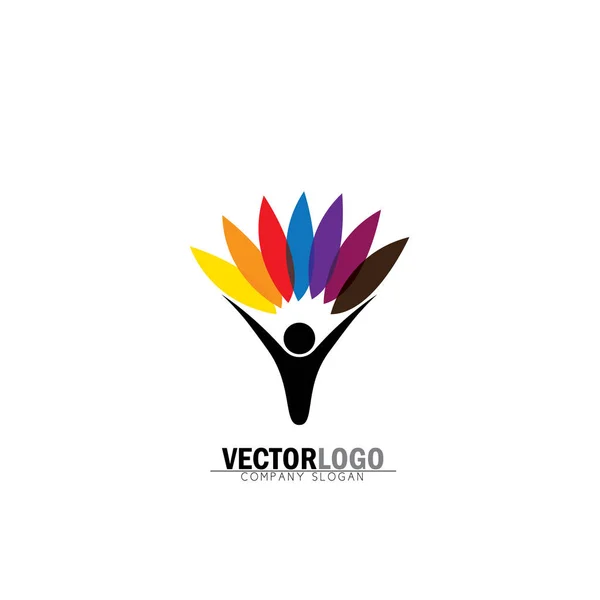 Personas & equilibrio de la naturaleza - icono de logotipo de vector concepto de estilo de vida ecológico — Vector de stock