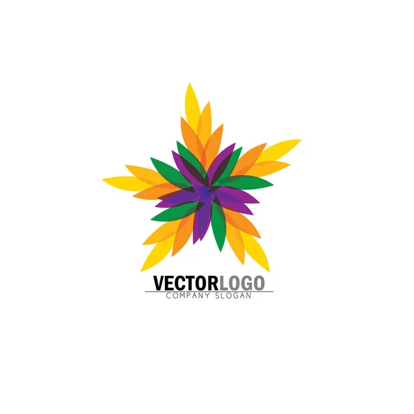 Vector estilizado hojas coloridas icono en el patrón floral estrella - ec — Vector de stock