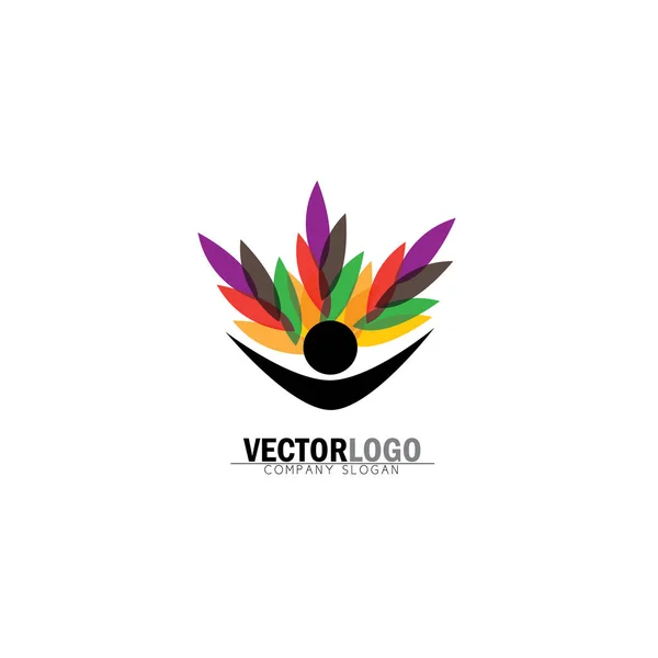 Icono del logotipo de la vida humana de las personas abstractas vector de árbol — Vector de stock