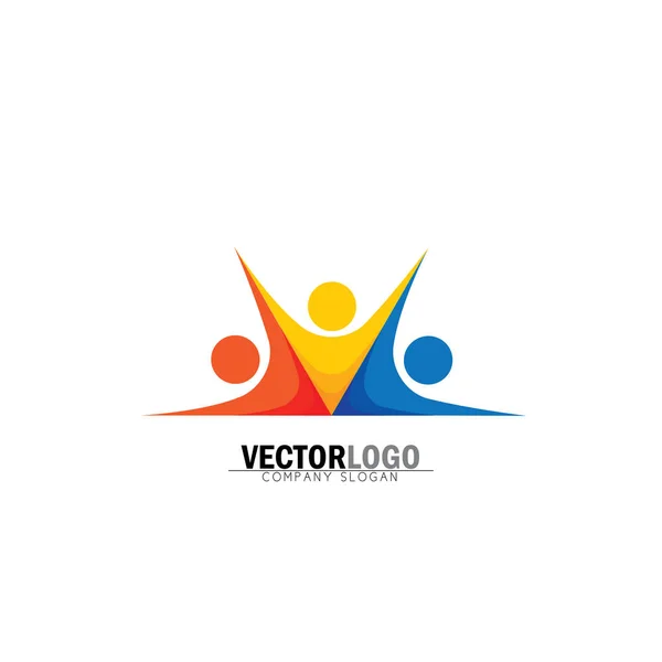 Абстрактный цветной логотип группы людей Стоковая Иллюстрация