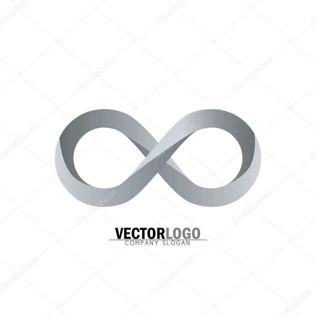 Infinity or infinite symbol in grey - vector logo icon