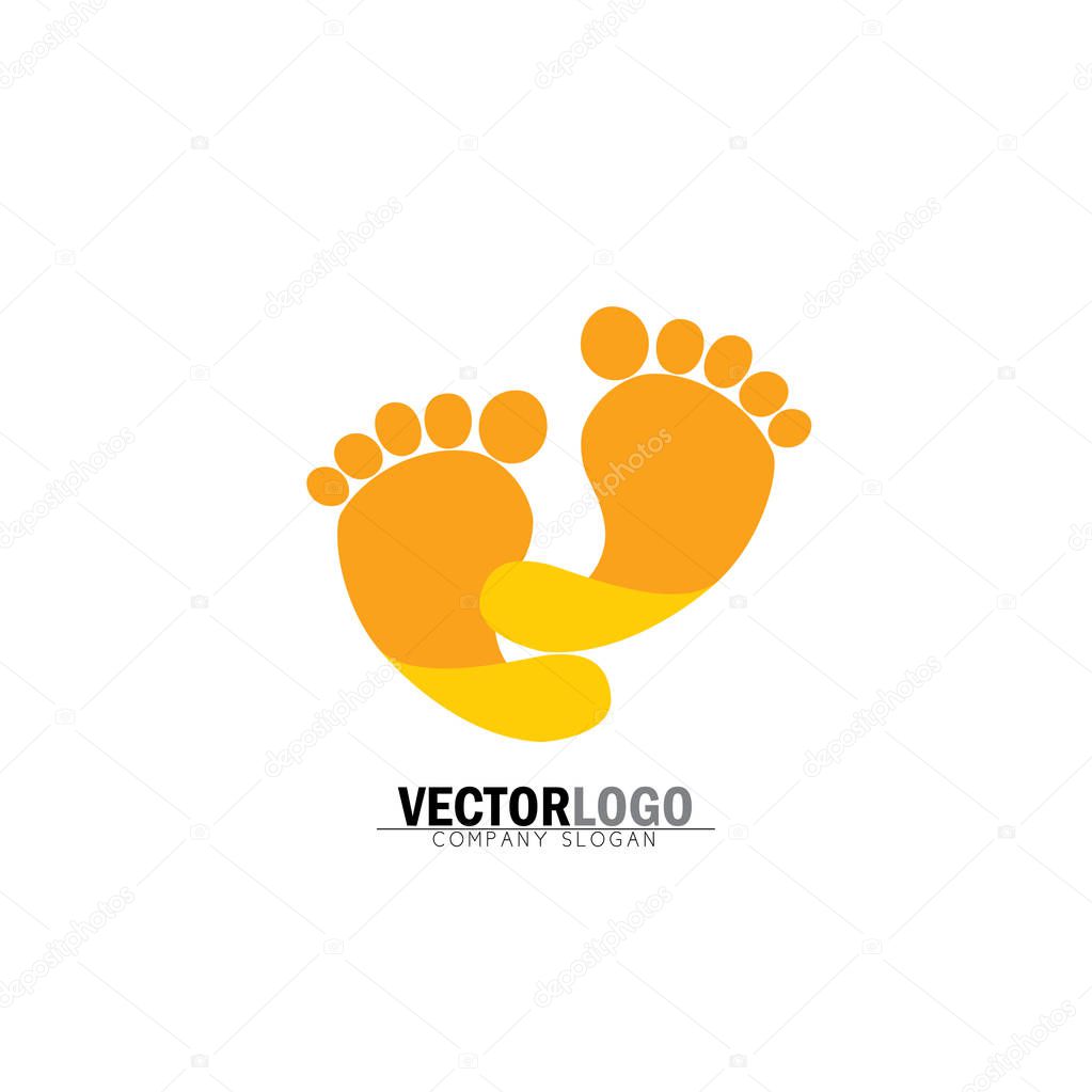 child or toddler's twisted pair of footprint - vector logo